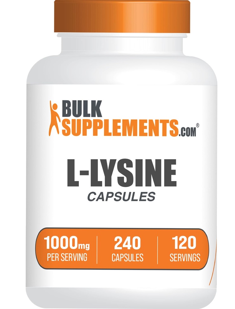 BulkSupplements.com L-Lysine HCl Kapsule - Sports Nutrition Supplement, Lysin 1000mg - pre Immune Support, Gluten Free, 2 Kapsule per Serving, 240 Počet (Pack of 1)