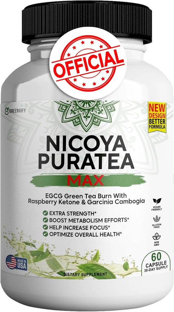 Nicoya PuraTea Max Green Tea Extract & Green Coffee Bean for Metabolic Support, Natural Energy Boost, Antioxidant-Rich Supplement 60 Kapsule