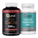 Qunol CoQ10 200mg Softgels, Ultra vysoká absorpcia Koenzým Q10 Doplnky - 2 mesiace Napájanie - 60 Počet horčíka 3 v 1 tabletách s vápnikom, horčíkom a zinkom, 270 Počet