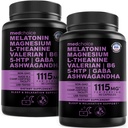 12/v-1 Melatonínové spánkové kapsule - prírodné pomôcky na spánok pre dospelých s melatonínom 5 mg a horčíkom glycinátom 500 mg, pomôcka na spánok s Ashwagandhou, L Theanine, Valerian Root, GABA, 5-HTP (90ct, balenie 2)