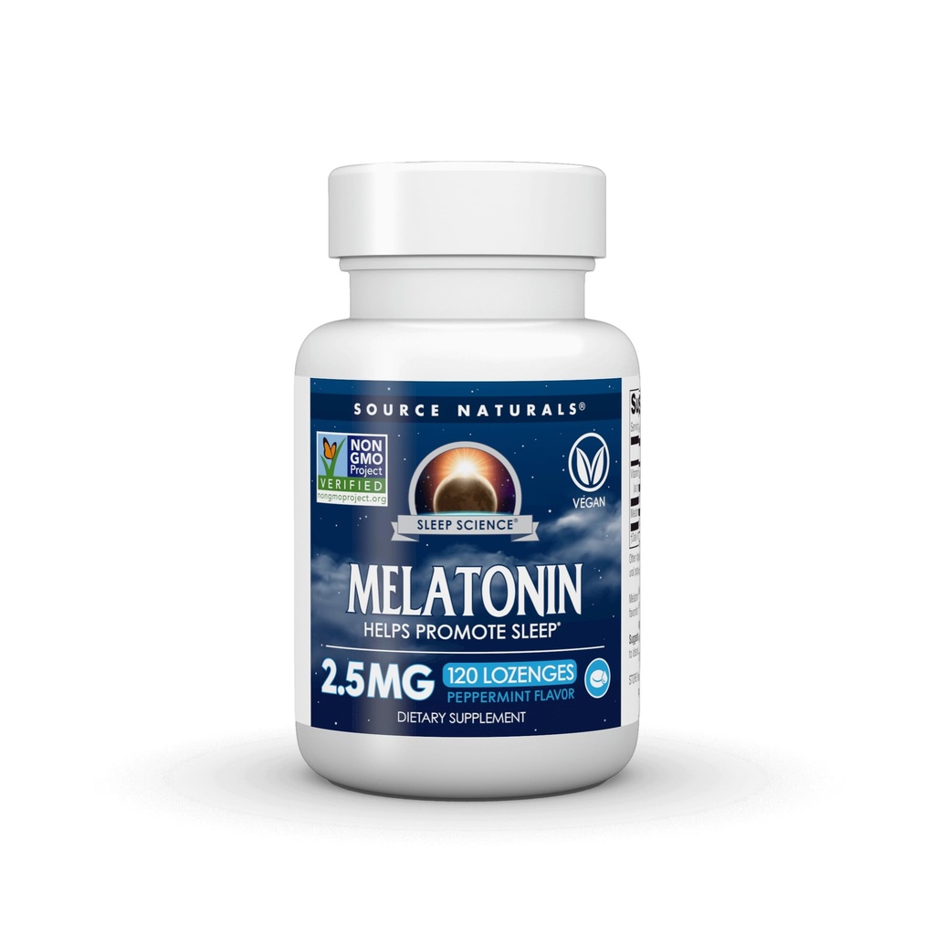 Zdroj Naturals Sleep Science Melatonin, pomáha podporovať spánok* - NONGMO potvrdené - 2.5 mg - 120 Peppermint Lozenges