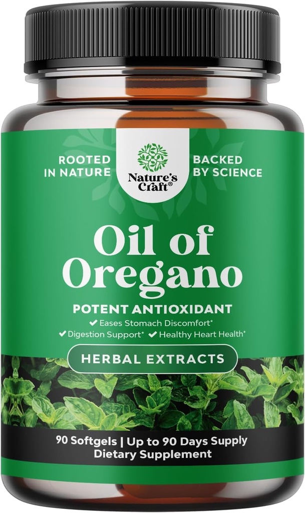 Divoký olej Oregano Softgels - Jemný detox pre imunitnú podporu - Koncentrovaný Oregano Oil Softgels s Carvatrol 70% - Jednoduché trávenie, Gut Balance & Cleanse Body - Dôveryhodné bylinné doplnky - 90 Ct