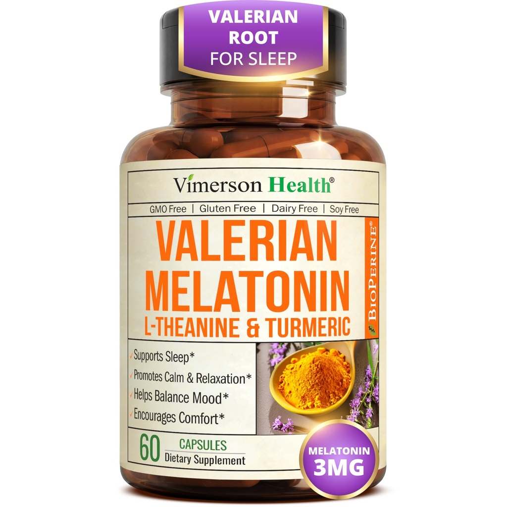 Melatonín 3mg Sleep Aid s L-Theanine & Valerian Root 
