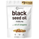 Micro Ingredients Black Seed Oil Softgels, 3,000mg, 240 Gróf 2-in-1 Formula s olejom z Oregano, Carvatrol & Thymoocheachen 