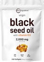 Micro Ingrediencie Black Seed Oil s vitamínom D3 1000 IU, 240 Softgels 