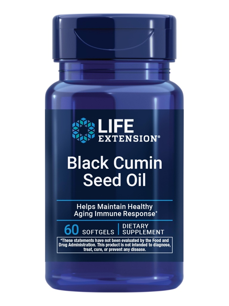 Life Extension Black Cumin Seed Oil, Black Cumin, Immune Health Support, celobodové zdravie, zdravé starnutie, lepidlo zadarmo, non-GMO, 60 softgels