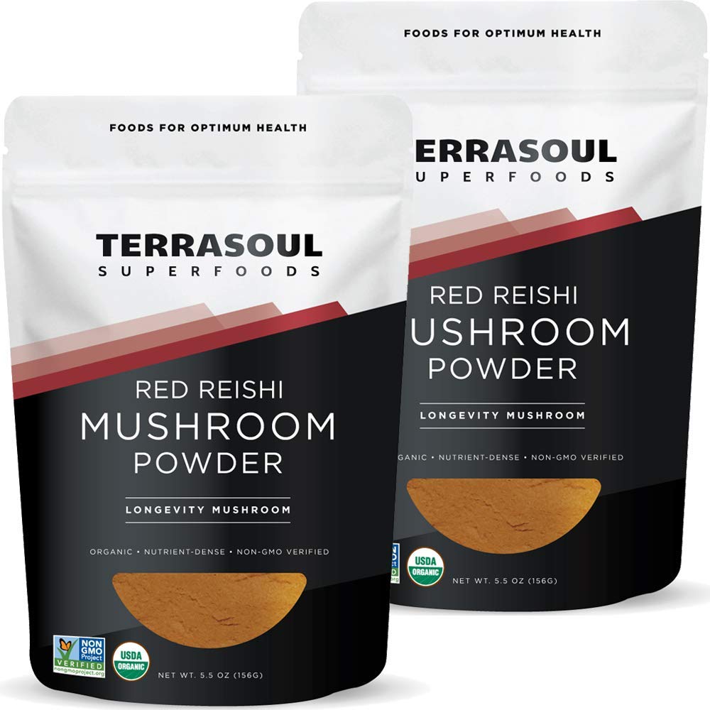 Terrasoul Superfoods Organic Reishi Mushrom Powder (4:1 Extract), 11 Oz (2 pack) - Immune Posilnenie 