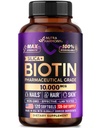 Biotín 10000mcg s kremíkom - Farmaceutický stupeň Biotín Supplement pre ženy - Podpora rastu vlasov, koža a nechty - Max Strength & 100% Biodostupnosť - Made in USA - 120 Softgels, 120 Days Supply