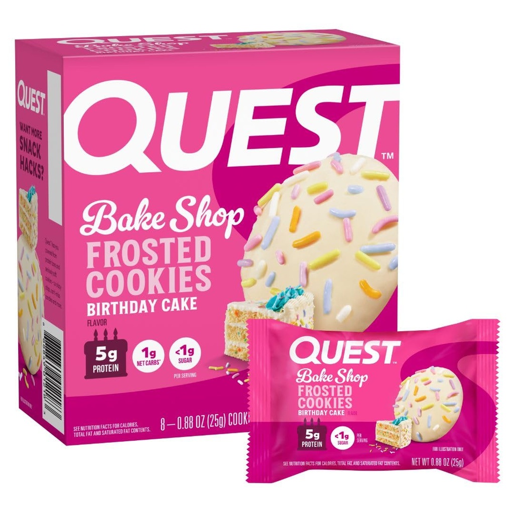 Cookies s rozdrvenými bielkovinami, torta na narodeniny, < 1g cukru, 5g proteínu, 1g čistého tuku, bez lepku, 8 cookies