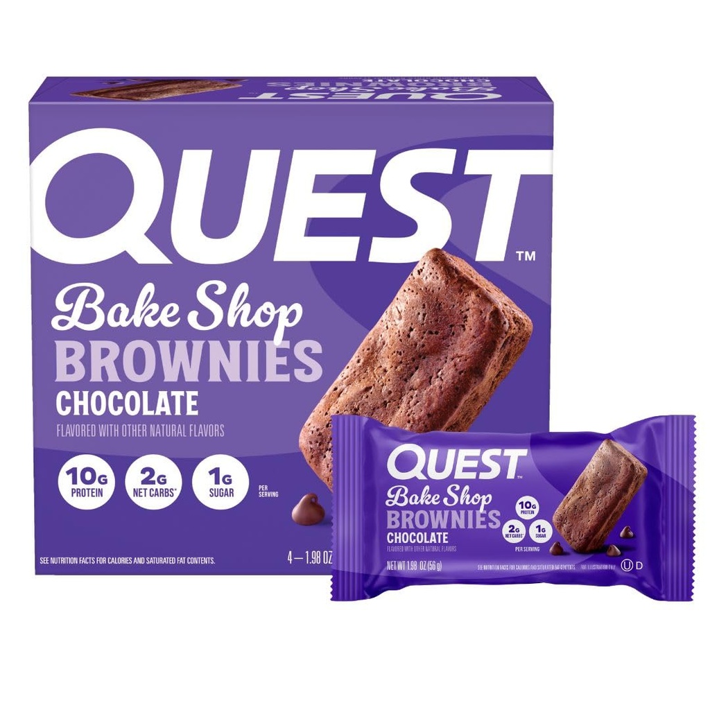 Quest Nutrition Bake Shop, Chocolate Brownies, 10g Protein, 2g Net Carbs, 1g Sugar, 4 g count