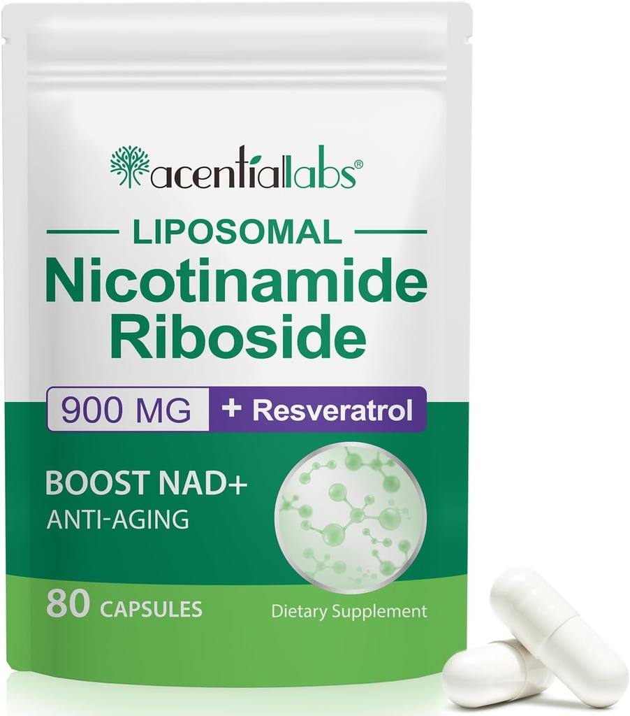 Nicotinamide Riboside 900,Liposomal Resveratrol,Liposomal Nicotinamide Riboside,Resveratrol Supplement,Resveratrol Supplement for Women Men(1Pack/80 Capsules)