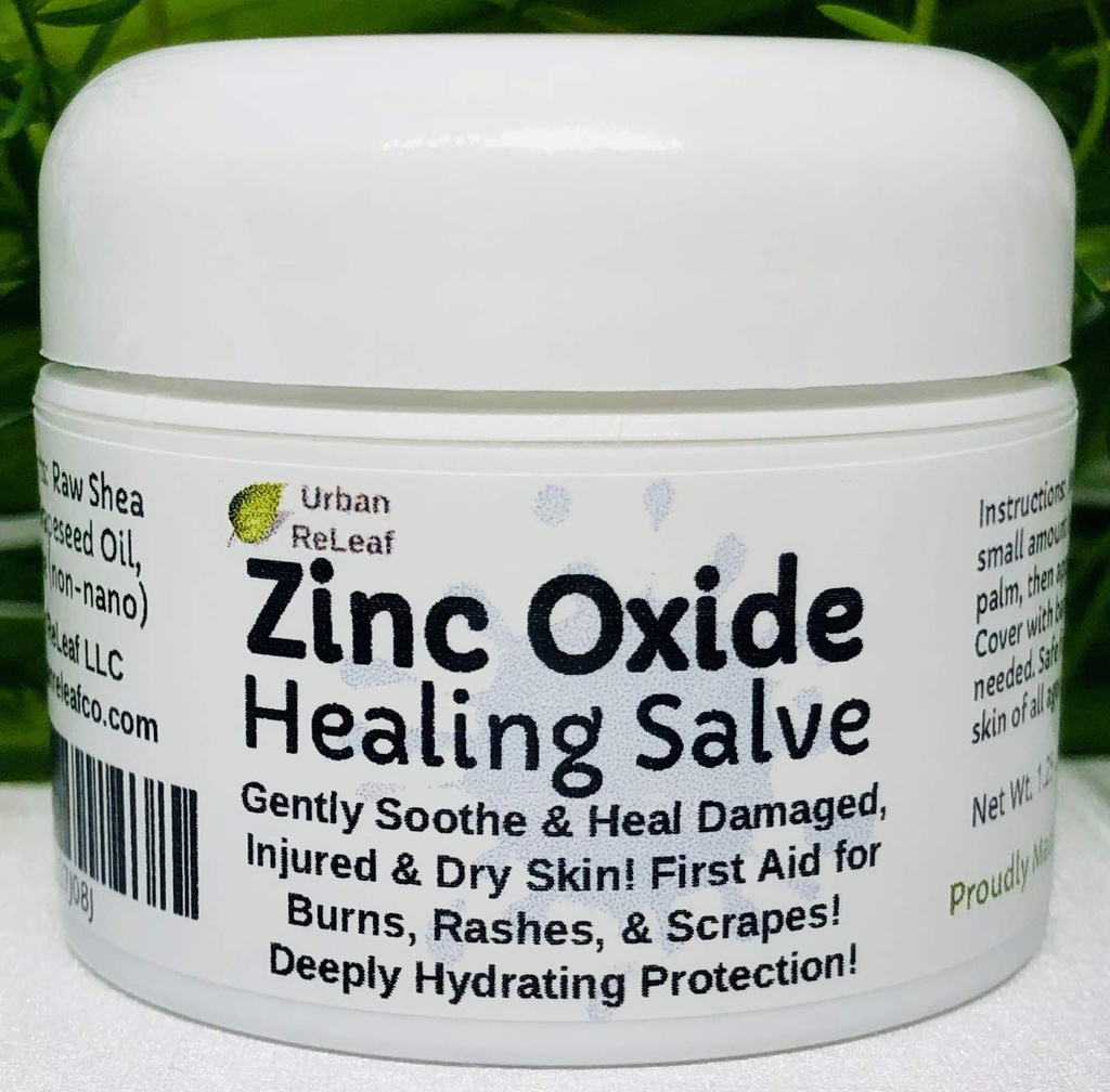 Urban ReLeaf Oxid zinočnatý Salve! Jemne upokojiť a chrániť poškodené, zranené a suché kože! Prvá pomoc, Burns, Rashes, Scrapes! Hlboko hydratujúca ochrana. 100% prírodné! Upokojte jemnú pokožku všetkých vekových kategórií.