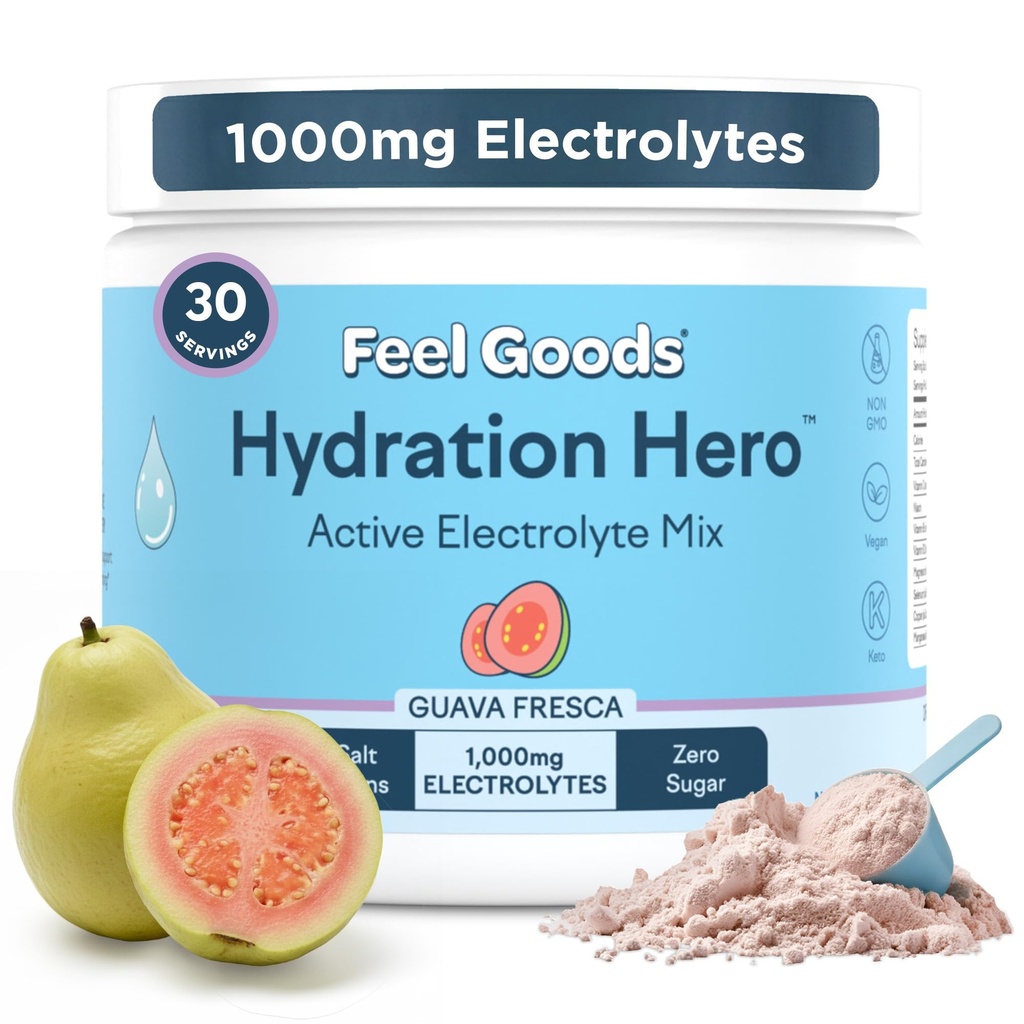 Pocit tovaru Hydratácia Hero, 1 000mg Elektrolytov prášok, bez cukru, horčík, Organic Aloe Vera, Organic Aloe, L Theanine, Vitamín C & B12, Non GMO, Keto, Vegan Fresca, 30 Servings
