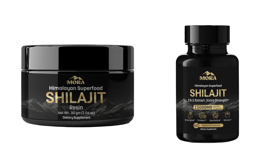 Well being Mora Himalayan Shilajit Resin (30g) + Vegan Shilajit Kapsule (60 gróf) 