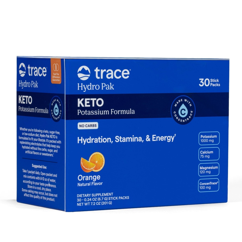 Stopové minerály Hydro Pak Keto - Electrolyte Replenishment Drink Mix 1000 mg Draslík Plus 70 Podporuje energiu, vytrvalosť, & Hydratácia 