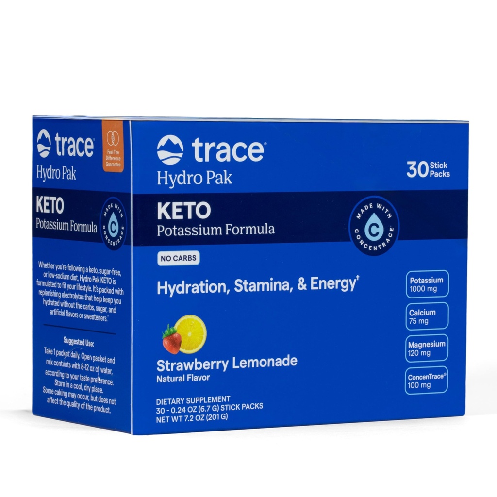 Stopové minerály Hydro Pak Keto - Electrolyte Replenishment Drink Mix 1000 mg Draslík Plus 70 Podporuje energiu, vytrvalosť, & Hydratácia 