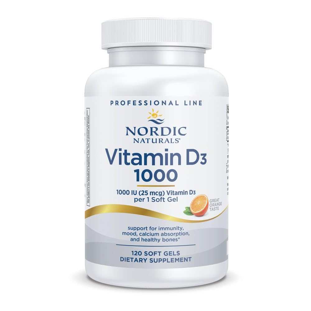 Nordic Naturals Pro Vitamín D3 1000, Orange - 120 Mini mäkké gély - 1000 IU Vitamín D3 - podporuje zdravé kosti, nálada a imunitný systém funkcie - non-GMO - 120 Servisy