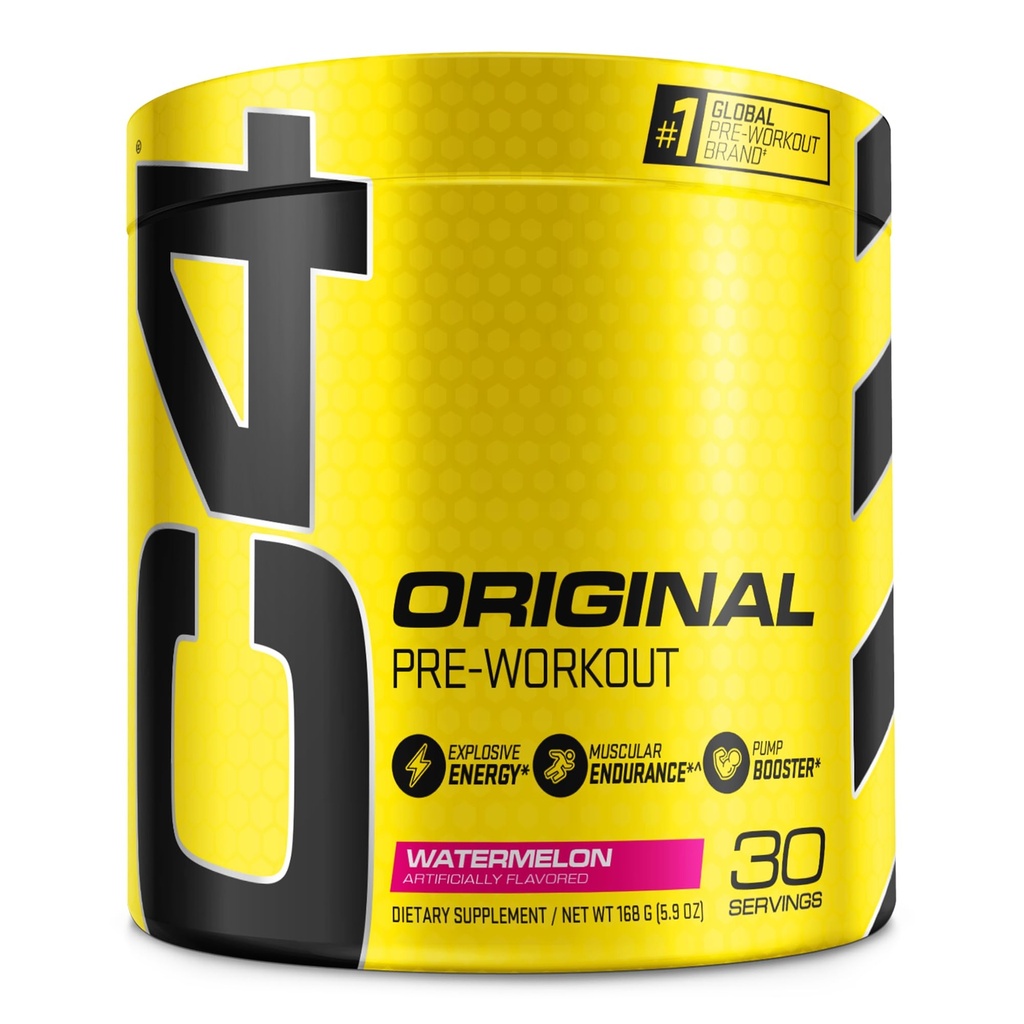 C4 Original Pre Cvičenie Powder Watermelon Sugar Free Preworkout Energy Supplement for Men & Women 150mg Caffeine + Beta Alane + Creative 30 Servings
