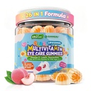 Deti Multivitamínové Gummy so železom, 450mg Algae Omega-3, Metylated B12, Folát, Fiber 2g, Probiotiká, Horčík, A, C, D, K, Zinok, Deti Vitamíny pre rast, Mozog, Oko, Gut, Immune, Bez cukru
