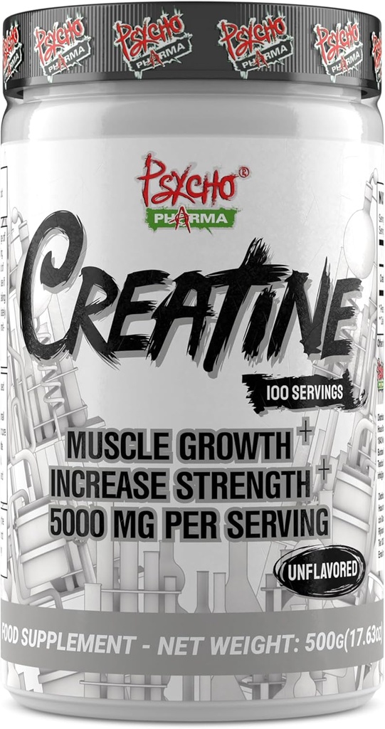 Psycho Pharma Creatine - 5g Premium Creatin monohydrate per Serving, 100 Servings