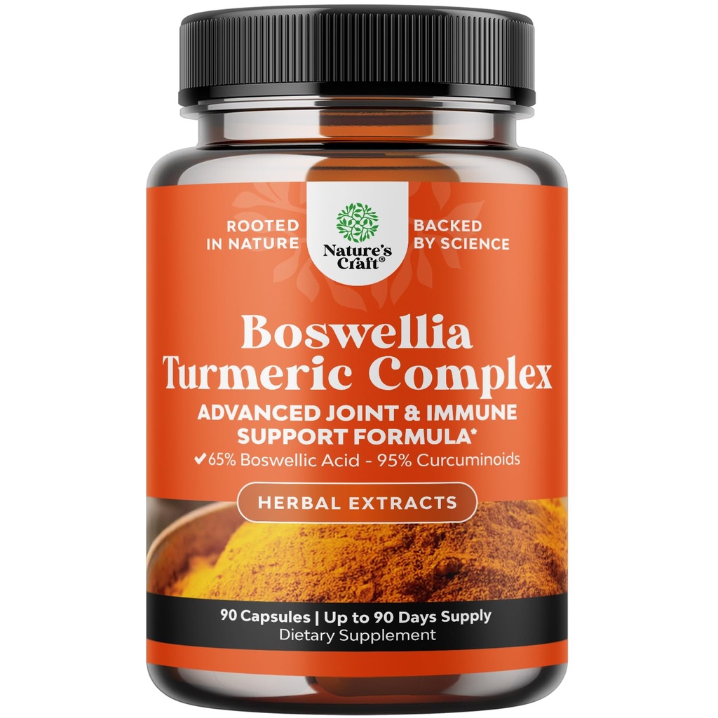 Boswellia extrakt kapsuly s Turmerica - Advanced Immune Health Suplement - Turmerica & Boswellia Serrata Kapsule 500 mg per Slúžiť pre telo Detox & Healthy Joints - 90 Počet