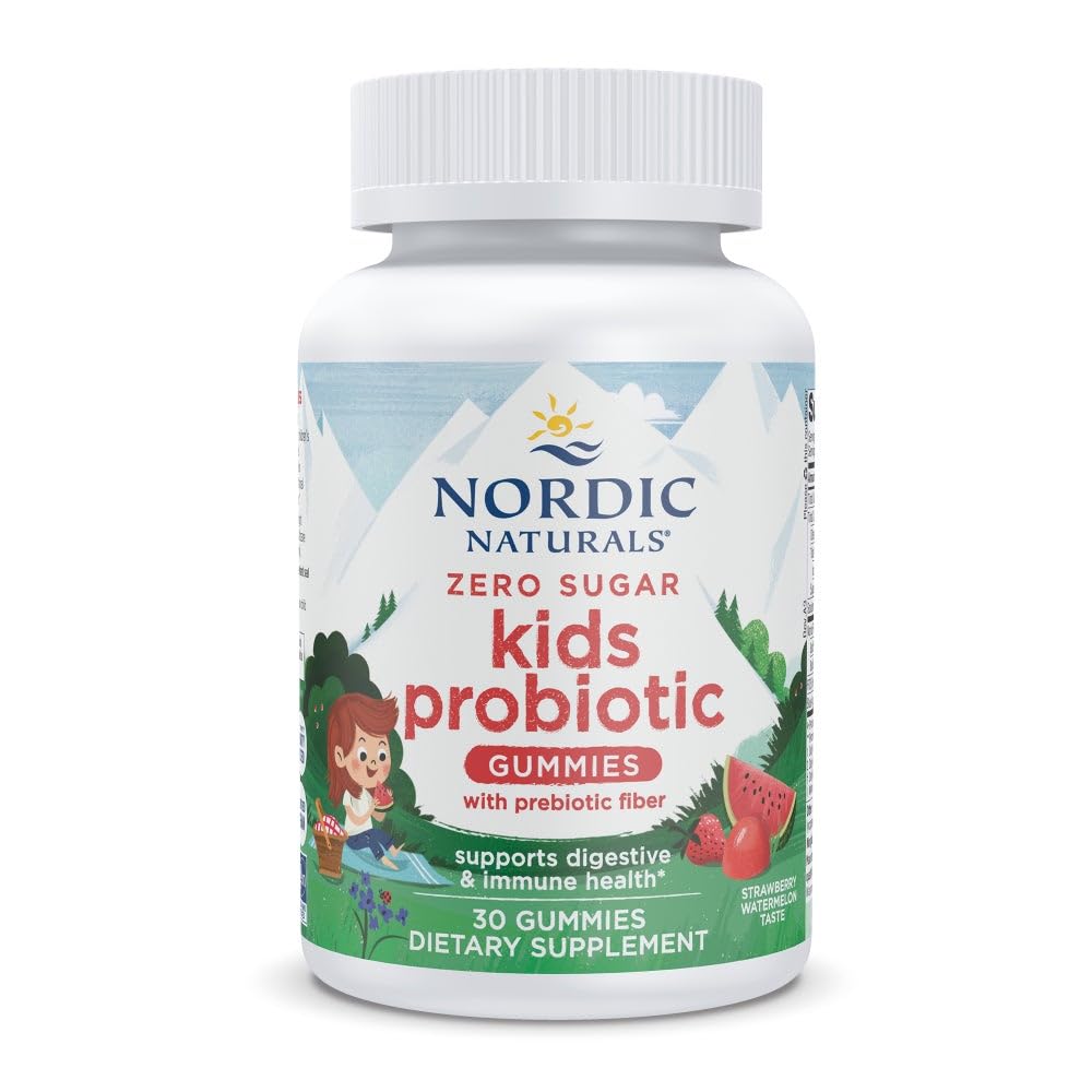 Nordic Naturals Zero Sugar Kids Probiotické Gummy - Jahodová melónová príchuť - 30 Gummy - Podpora Tráviace Wellness & Immune Health - Non-GMO - Tretia strana testované - Vegan - 30 Služobné
