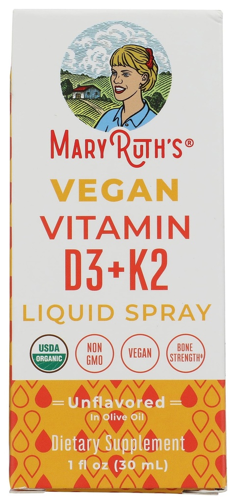 Organický vitamín D3 Plus K2 sprej Mary Ruth, 1 FZ