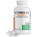 Bronson Vitamín K2 ako MK-7 Menochinón 100 μg Non-GMO, 120 kapsúl