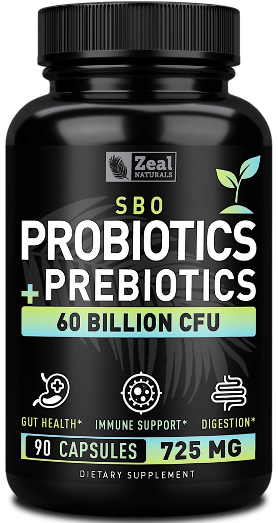 Probiotiká a prebiotiká + SBO probiotiká (60 mld. CFU 90 kapsúl) Acidophilus Probiotic w. Saccharomyces Boulardii, Bifidobacterium + Spore Probiotic & Organic Sprouted Prebiotic Fiber Blend