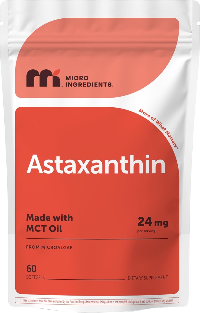 Micro Ingrediencie Astaxantín 24 mg s MCT olejom, 60 Softgels, 2 mesiace Zásobovanie 