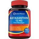 Lekár recepty Astaxantín 12 mg, z Fresh Premium Microrias, Max Strength, No Gluten, Non-GMO, Podpora kože, oka, kosti a imunitného systému zdravie, 60 Softgels