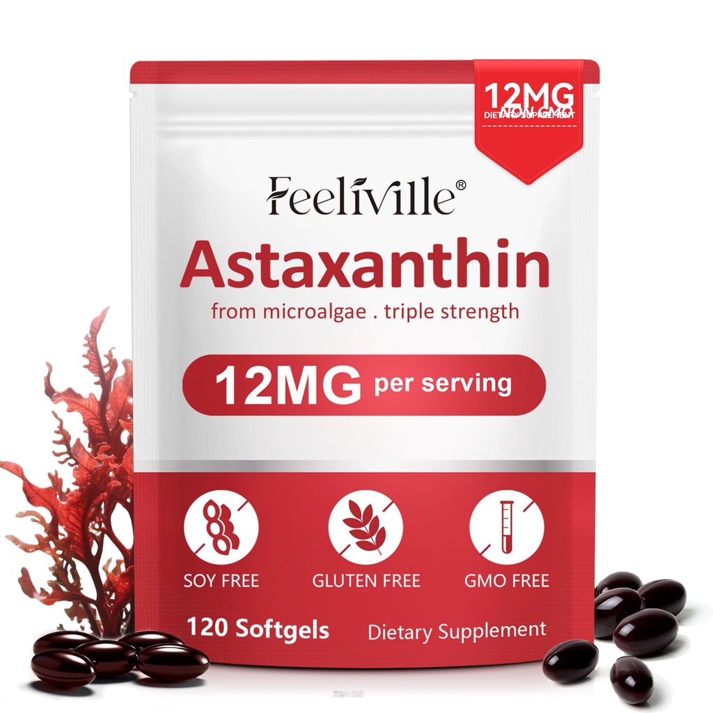 Astaxantín 12mg, 120 Softgels, 4Mesiac Zásobovanie 