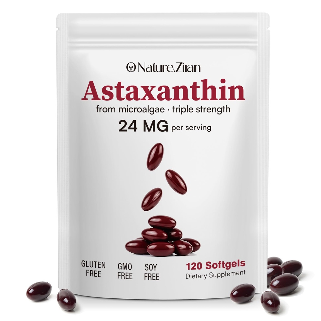 O NATURE . ZIRÁN Astaxantín doplnky 24 mg, Antioxidanty doplnok, Podpora pre oko &Joint &Skin zdravie 