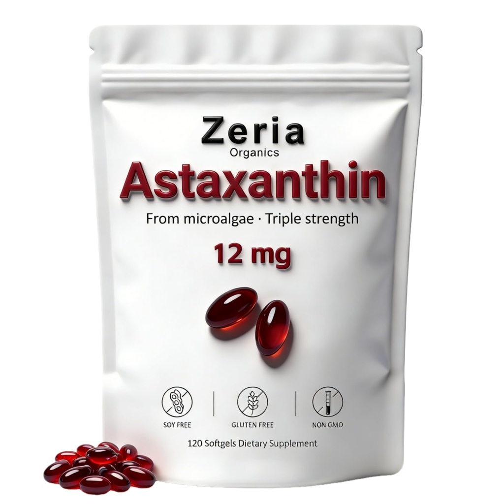 Astaxantín 12mg, prírodné astaxantín doplnky Algae,120 Softgels (1 vrecko)