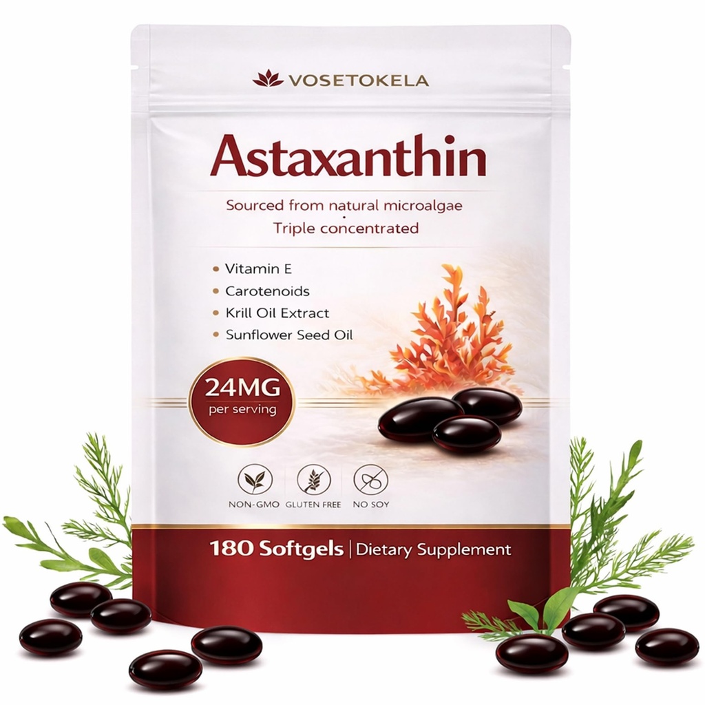 Astaxantin Doplnky, Astaxantin Antioxidant Kapsule, 180 Softgels, 24 mg Každý, 6 Mesiac Supply, z mikrorias, Gluten-free, non-GMO, Podporuje zdravý, vyrovnaný životný štýl