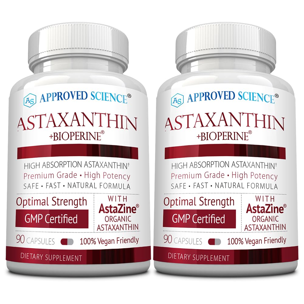 Schválená veda® Astaxantín 12 mg - Extra sila Antioxidant - Podporuje srdce, oči, koža - 180 Vegánskych kapsúl - 6 mesiacov