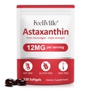 Astaxantin Doplnky, Astaxantín 12 mg, 120 Softgels Antioxidant Astaxantina Supplement for Eye, Skin, Joint & Immune Health, podporuje vnútorné circulation & Heart Health, non-GMO & No Gluten