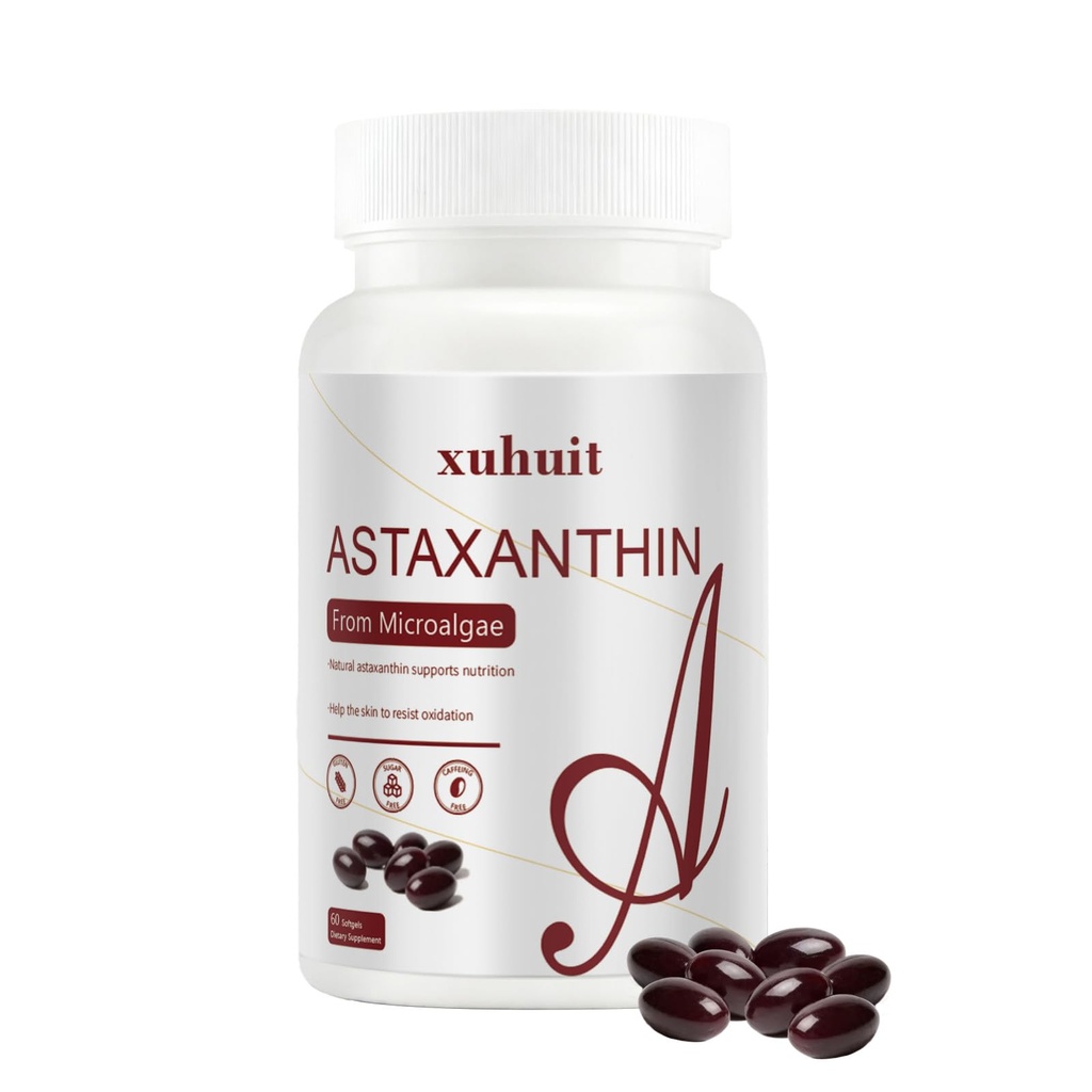 Astaxantín 12mg Softgels, 120 Počet po dobu 4 mesiacov, Prírodné antioxidant doplnok z Algae,Soy Free, Easy to Swallow (01)