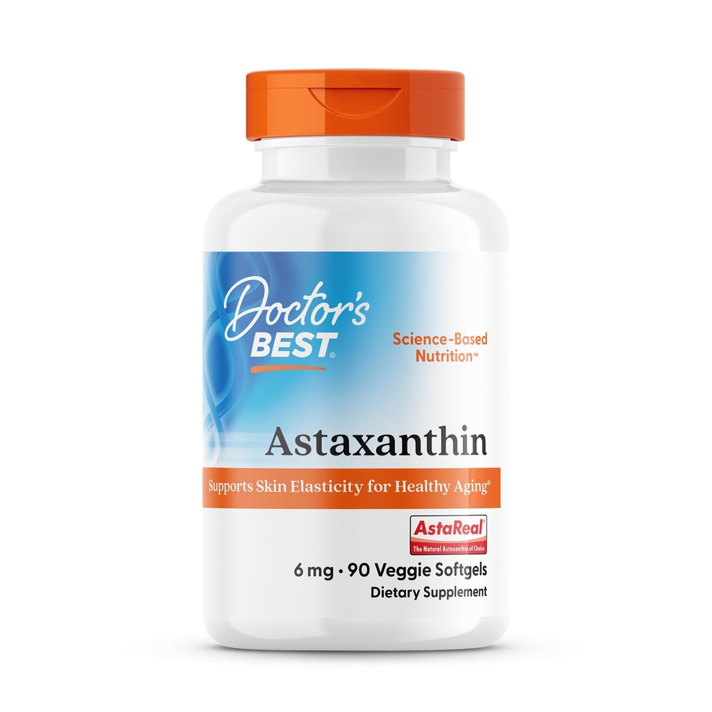 Najlepšie Astaxantín Vegan doplnok 6 mg - Skin Elasticity & Antioxidant Podpora pre mužov a ženy, extrakt z Hematococcus Pluvialis Mikrorias, Non GMO, Gluten Free - 90 Veggie Softgels