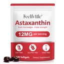 Astaxantín 12mg (120 Softgels) - Premium Astaxantin Antioxidant Doplnky - Podporuje oči, vnútorné cirkulácie, Immune & Skin Health - Fresh Microrias Source - Non-GMO & No Gluten