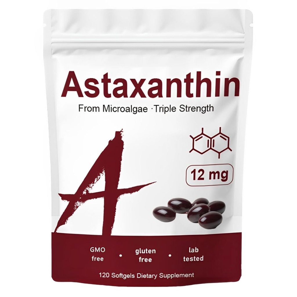 Zions Organics Astaxantin 12mg, 120 Softgels, Premium Astaxant Antioxidant Supplements, Supports Immune, Skin, Eye & Joint Health-Non-GMO, Gluten-free, 4 Month Supply, 120 Servings