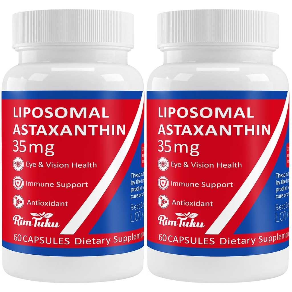 35mg Lipozomálne Astaxantin Supplement - Výkonný Antioxidant Podpora pre pokožku, Spoločné a očné zdravie - Prírodné anti- Aging Formula s Pure Astaxantin - Vegan, non- GMO, 120 Kapsule
