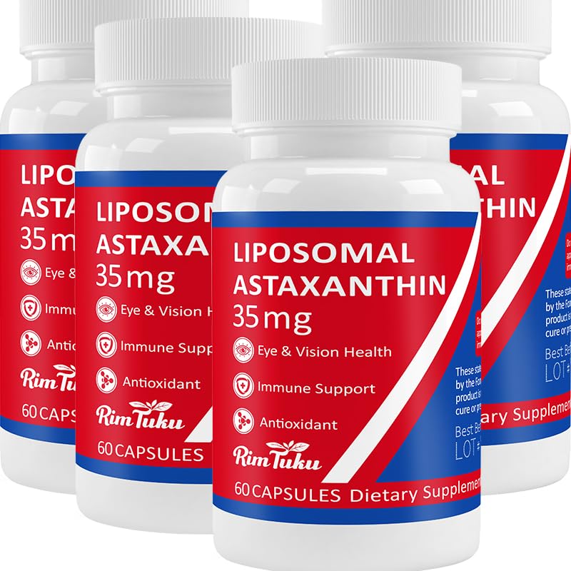 35mg Lipozomálne Astaxantin Supplement - Výkonná antioxidačná podpora pre pokožku, spoločné a očné zdravie - Prírodná antiagingová formula s čistým astaxantínom - Vegan, non- GMO, 240 kapsúl