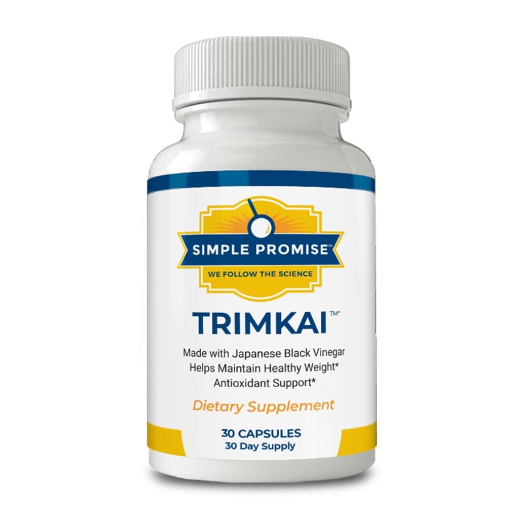 Jednoduché Promise TrimKai - Japonská čierna Ocot Kapsule od Replacement Support - s astaxantínom 12 mg, Seaweed & Black Pepper Extract - Rastlinná forma - 30 Kapsule