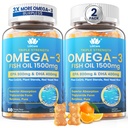 Rybí olej Omega 3 Gummies 1500mg pre dospelých - Triple Strength with EPA & DHA, COQ10, Red kvasinkové ryže - Wild Caught Omega 3 Mastné kyseliny Doplnky pre H