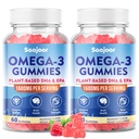 2 balenie Vegan Omega-3 Gummies1000mg pre dospelých - Sugar Free Supplement with 400mg DHA & 600mg EPA, Vitamíny A, C, E a Zinok - 120 Počet