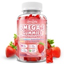 Vegan Omega 3 Gummies 1000mg + CoQ10 + Horčík - w/Algae EPA 600mg & DHA 400mg, Rybí olej Omega-3 Doplnky Alternatíva pre dospelých, pre mozog, oči, imunitné zdravie, Jahodová aróma, 60 Počet