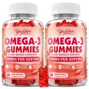 2 Pack Vegan Omega-3 Gummies 1000mg, Omega 3 Fish Oil Alternative for Adults, Plant Based DHA 460mg & EPA 230mg w/vitamín A, C, E, Jahodová aróma, 120 Počet