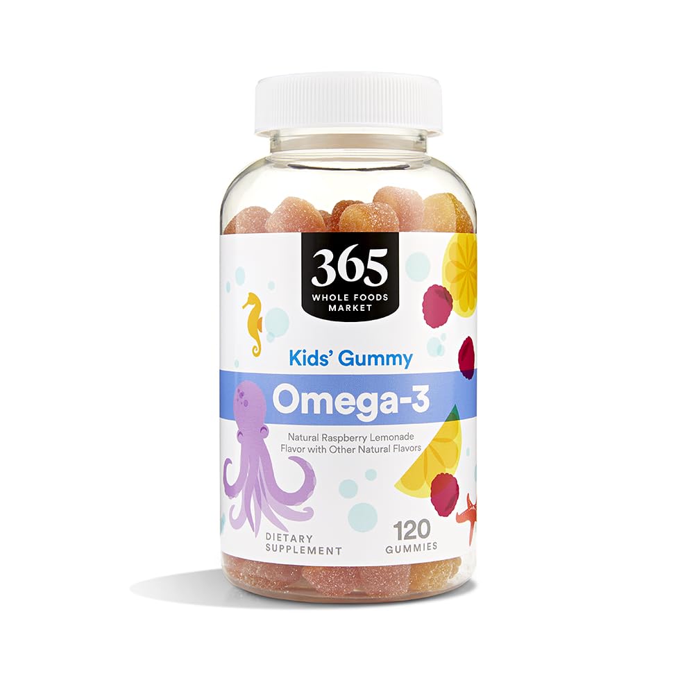365 podľa Celopotravinárskeho trhu, Omega-3 Detská Gummy, Prírodná malinová citrónová príchuť, 120 Počet