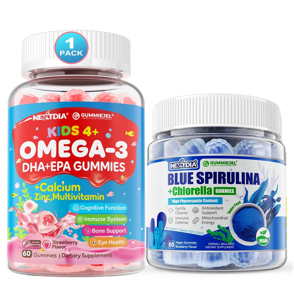 Omega 3 (EPA/DHA) Plnené guličky + organické modré spirulínové guličky